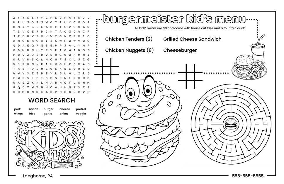 Picture of Child's Menu Placemats
