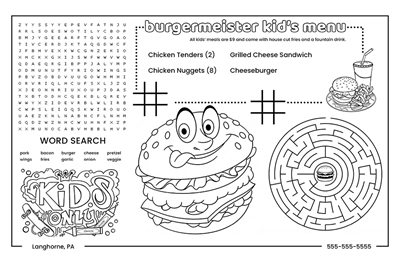 Picture of Child's Menu Placemats