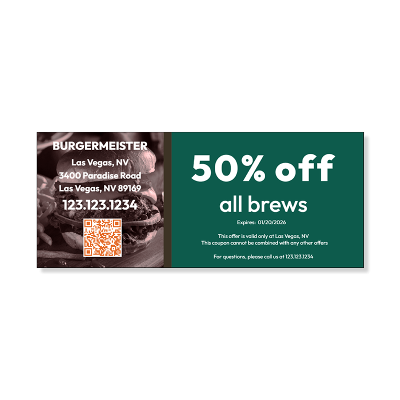 Show details for Coupon - template has selection of different offers, backgrounds and images.