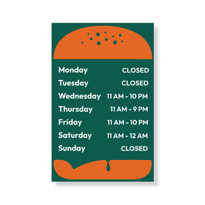 Show details for Hours of Operation - choose times from a dropdown