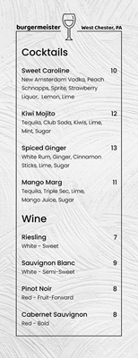 Picture of Drink Menu