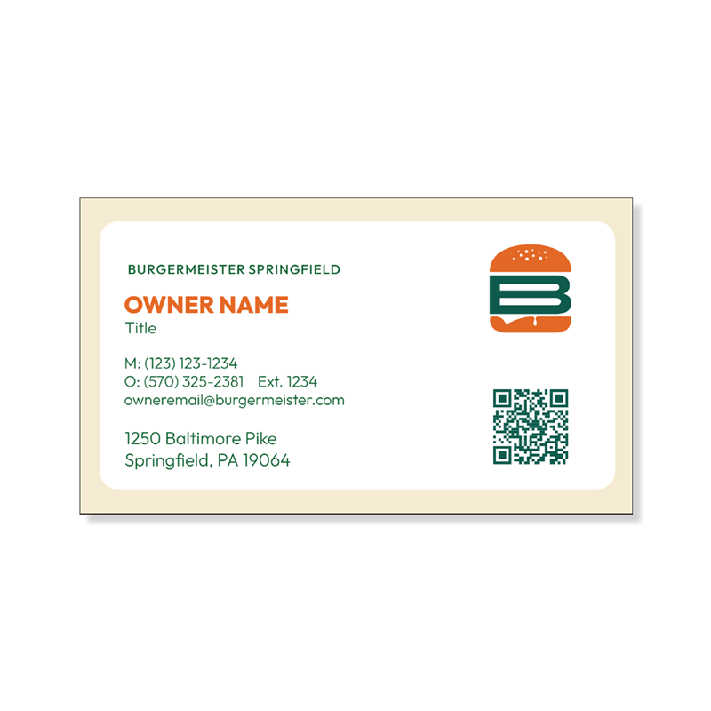 Show details for Business Card (Franchise Owner) - with optional QR Code.