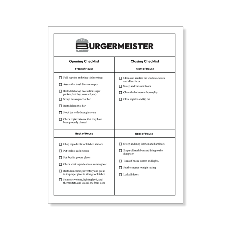 Show details for Opening/Closing Checklist (Download Only)